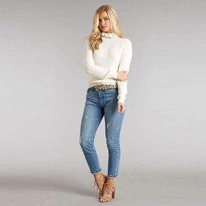 NWT Lauren James Buffie Ruffle Mock-Neck Sweater
